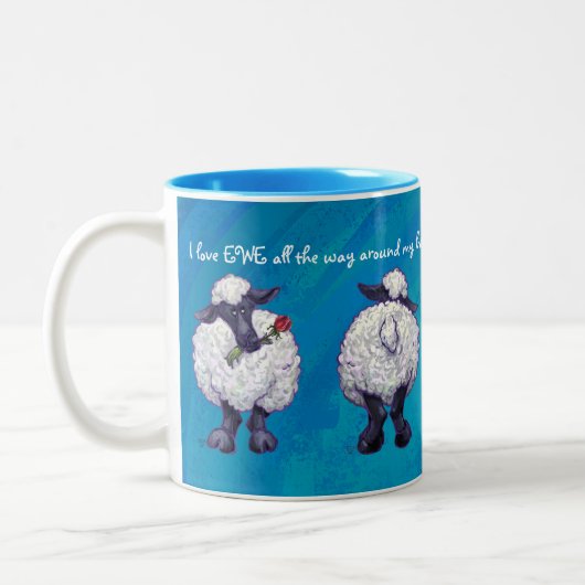 Liebe I Mutterschaf-Köpfe und Schwanz-Schafe Zweifarbige Tasse (Links)
