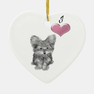 Liebe I niedliche Yorkie Hundverzierung Keramikornament
