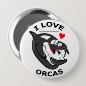 Liebe I Orcas-Spaß-Abzeichen Button (Vorne & Hinten)