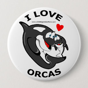 Liebe I Orcas-Spaß-Abzeichen Button