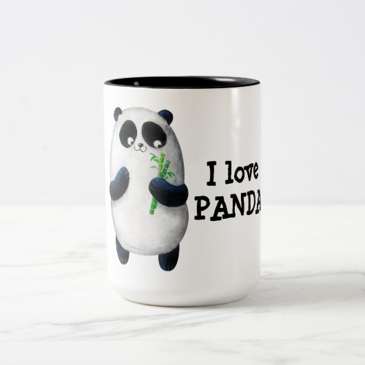 Liebe I Panda Zweifarbige Tasse (Mittel)