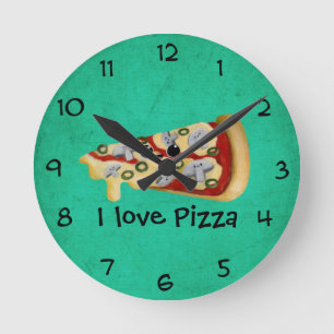 Liebe I Pizza Runde Wanduhr