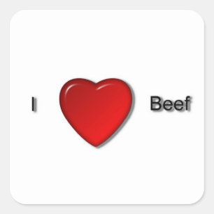 Liebe I Rindfleisch Quadratischer Aufkleber