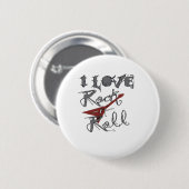 Liebe I Rock-and-Roll Button (Vorne & Hinten)