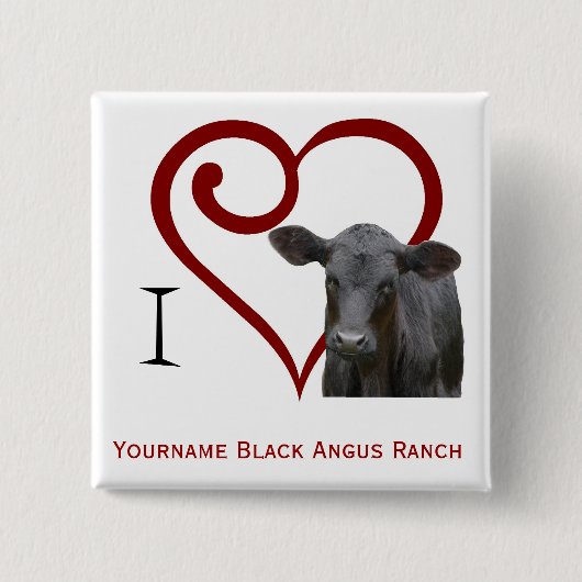 Liebe I schwarzes Angus-Rindfleisch Button (Vorderseite)
