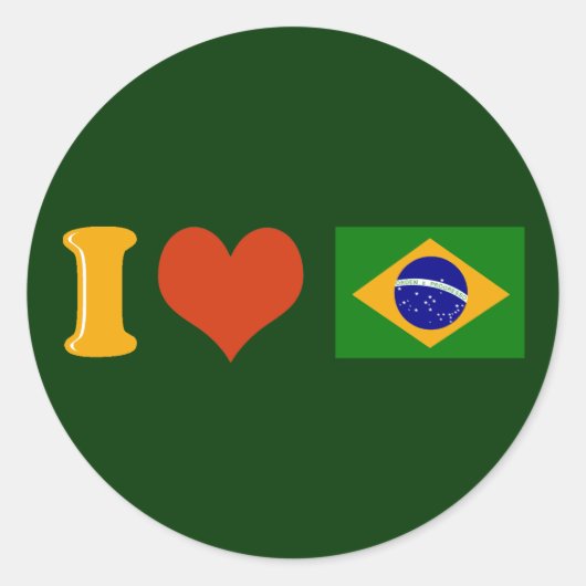 Liebe I Sie Brasilien Runder Aufkleber (Vorderseite)