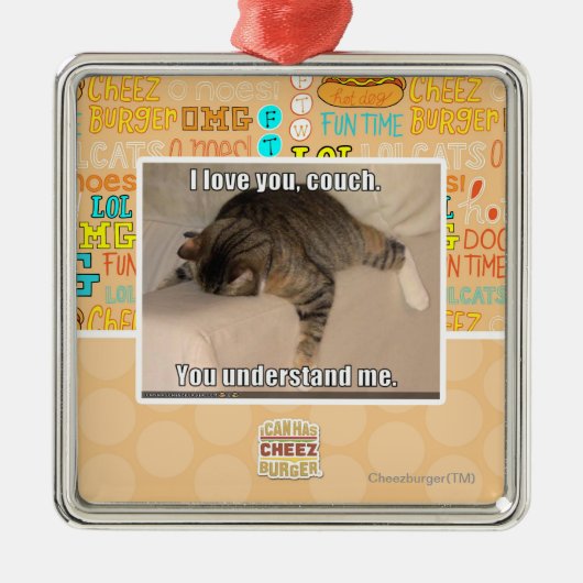 Liebe I Sie, Couch Silbernes Ornament (Vorne)