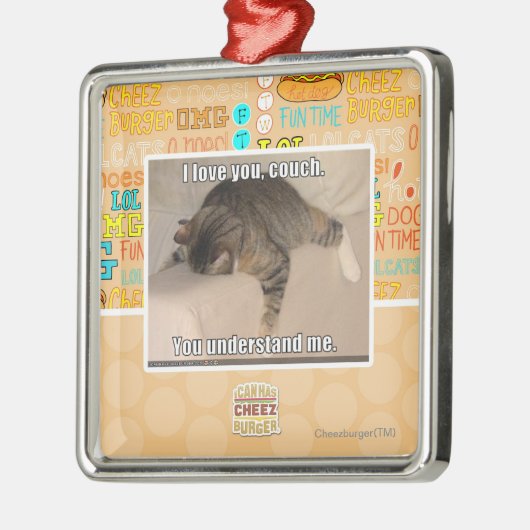 Liebe I Sie, Couch Silbernes Ornament (Links)