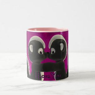 Liebe I Sie, die Stinktiere küssend niedlich, der Zweifarbige Tasse