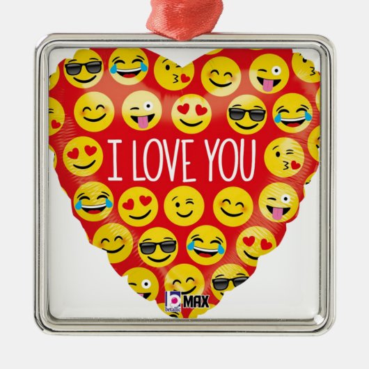 Liebe I Sie emoji Herz Silbernes Ornament (Vorne)