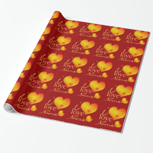 Liebe I Sie Schablonennamensherzen Geschenkpapier