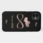 Liebe I Sie unendlich stilvoller rosa schwarzer Case-Mate iPhone Hülle (Rückseite (Horizontal))
