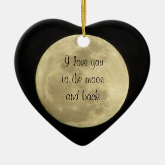 Liebe I Sie zum Mond und hinteren zur Keramik Ornament