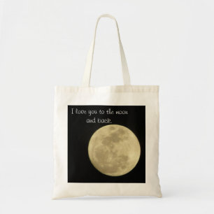 Liebe I Sie zum Mond und hinteren zur Tragetasche