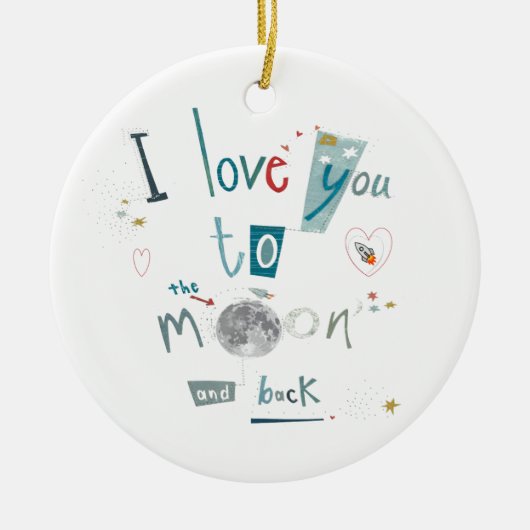 Liebe I Sie zum Mond und zur Rückseite Keramikornament (Vorne)