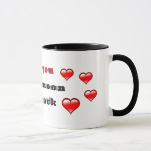Liebe I Sie zum Mond und zur Rückseite mit Herzen Tasse
