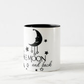 Liebe I Sie zum Mond und zur Rückseite Zweifarbige Tasse (Mittel)
