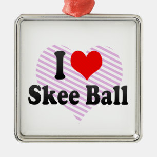 Liebe I Skee Ball Silbernes Ornament