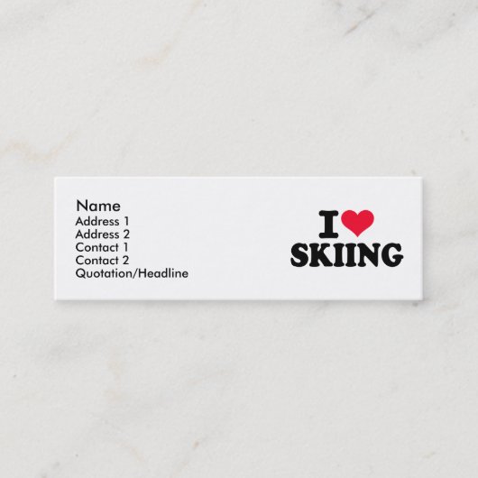 Liebe I Ski fahren Mini Visitenkarte (Vorderseite)