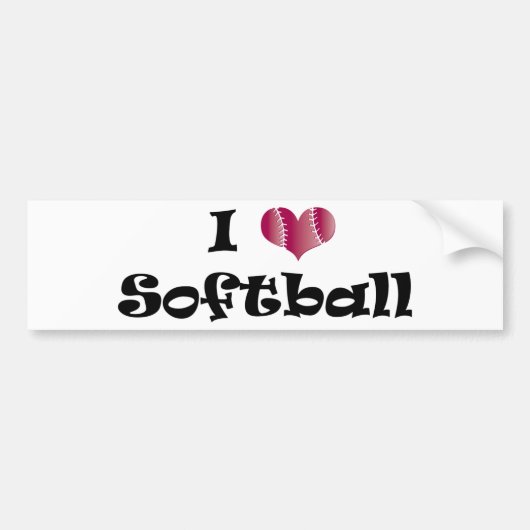 Liebe I Softball Autoaufkleber (Vorne)