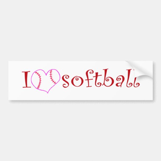 Liebe I Softball Autoaufkleber (Vorne)