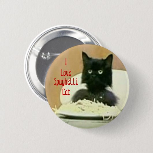 Liebe I Spaghetti-Katzenknopf Button (Vorne & Hinten)