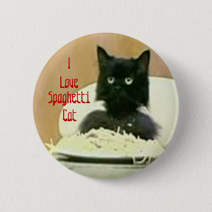 Liebe I Spaghetti-Katzenknopf Button
