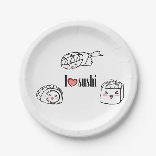 Liebe I Sushi-Papierplatte Pappteller (Vorderseite)