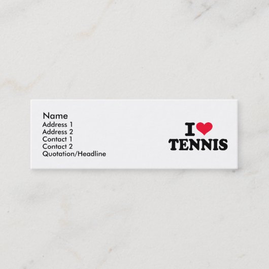 Liebe I Tennis Mini Visitenkarte (Vorderseite)