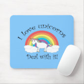 Liebe I Unicornsabkommen mit ihm blau Mousepad (Mit Mouse)