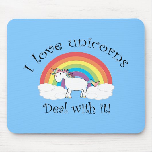 Liebe I Unicornsabkommen mit ihm blau Mousepad (Vorne)