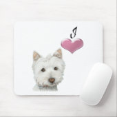 Liebe I Westie Hundekunstentwurf Mousepad (Mit Mouse)