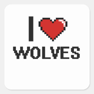 Liebe I Wolf-Digital-Entwurf Quadratischer Aufkleber