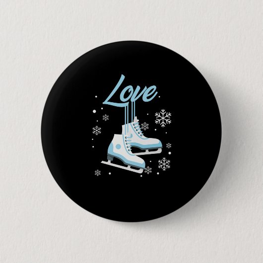Liebe Ice Skaten Wintersportgeschenk Button (Vorderseite)