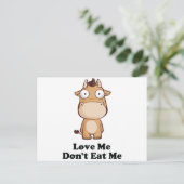 Liebe, ich esse mich kein Kuhdesign Postkarte (Stehend Vorderseite)