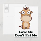 Liebe, ich esse mich kein Kuhdesign Postkarte (Vorne/Hinten)