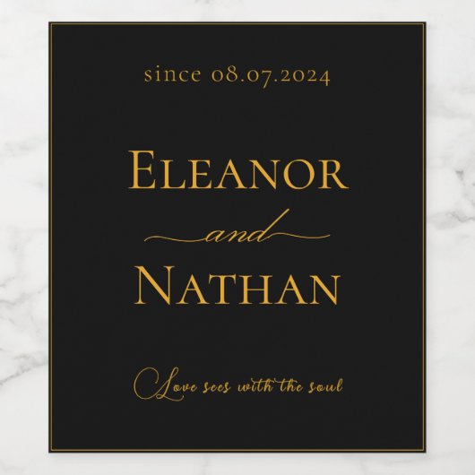 Liebe Ich freue mich, ein Zitat schwarz und Gold Weinetikett (Einzelnes Label)