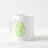 LIEBE ICH GÄNSEBLÜMCHEN Grün Kaffeetasse (Vorderseite Links)