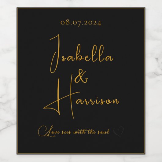 Liebe ich glücklich, kombiniert mit Zitat Schwarz Weinetikett (Einzelnes Label)