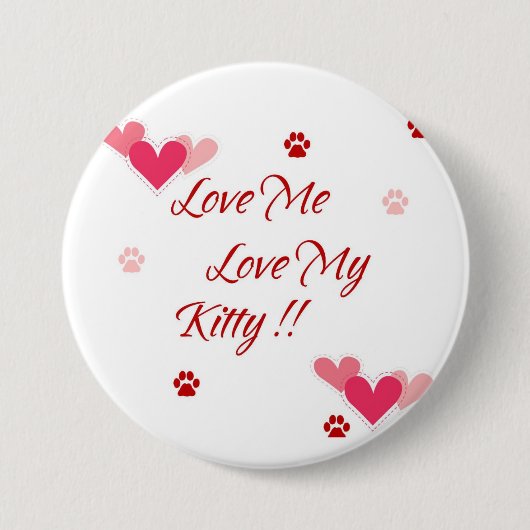 Liebe ich Liebe mein Kitty-Knopf-Button Button (Vorderseite)