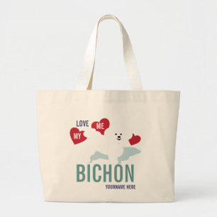 Liebe ICH Liebe meine Bichon Taschen-Tasche Jumbo Stoffbeutel