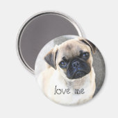Liebe ich - niedliche Mops Magnet (Vorderseite/Rückseite)