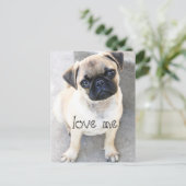 Liebe ich - niedliche Mops Postkarte (Stehend Vorderseite)
