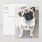 Liebe ich - niedliche Mops Postkarte (Vorne/Hinten)