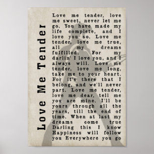 Liebe ich zartes Pose-Schatten-Lied-lyrischer Poster