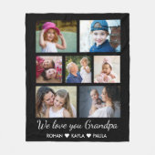 Liebe Ihr Großvater Kinder 7 FotoCollage Schwarz Fleecedecke (Vorderseite)