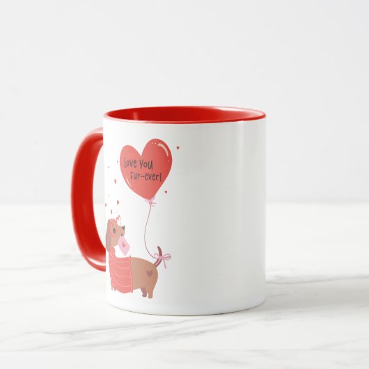 Liebe Ihr immer Niedliche Dackel Hund Rotes Herz Tasse (Vorderseite Links)