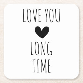 Liebe Ihr langjähriges Typografie Herz Rechteckiger Pappuntersetzer