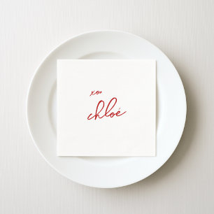 Liebe "Ihr Name" Rote Typografie Serviette