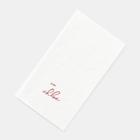 Liebe "Ihr Name" Rote Typografie Serviette (Ecke)